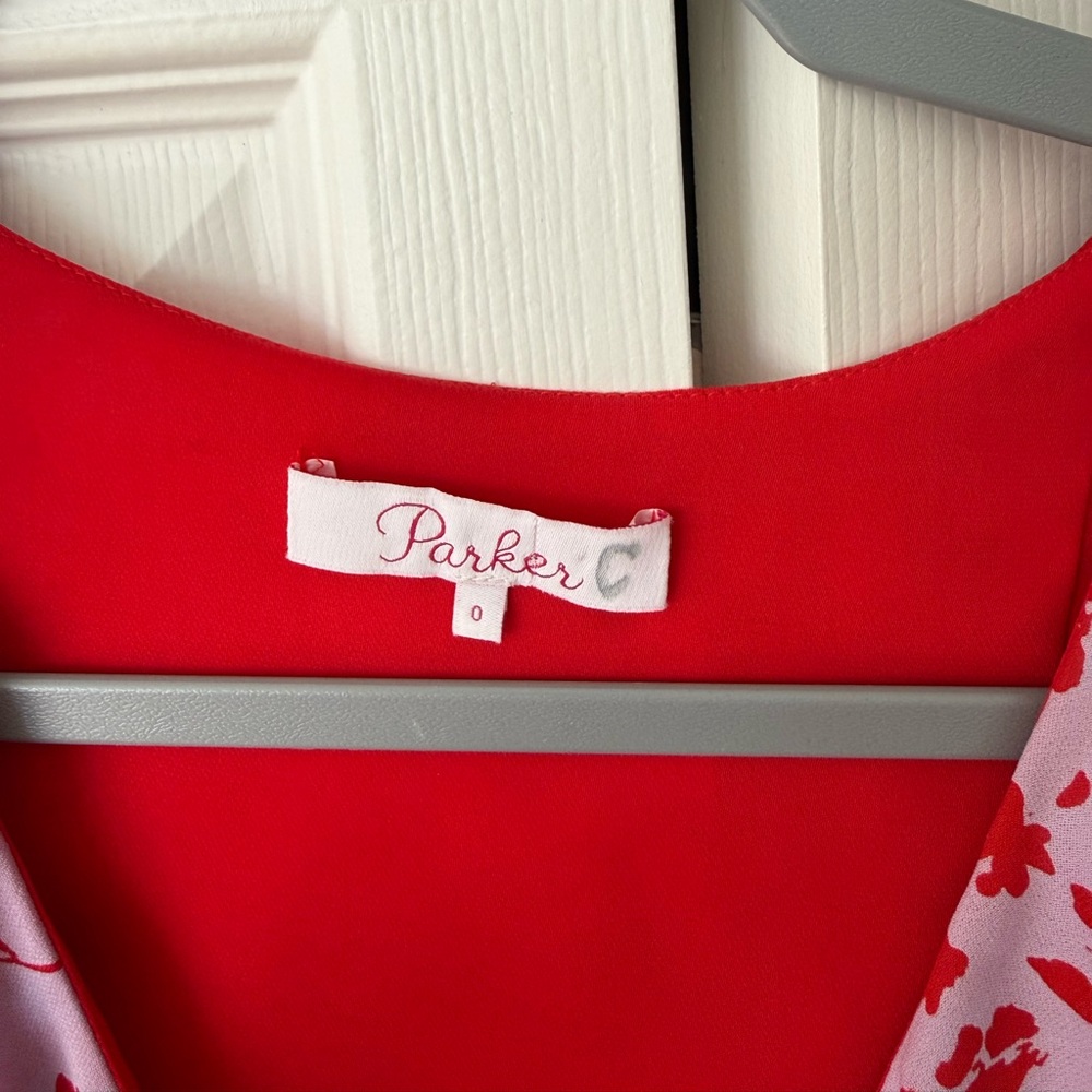 Parker Jennifer Combo faux-wrap dress in a red and lilac floral print size 0 - Picture 5 of 11